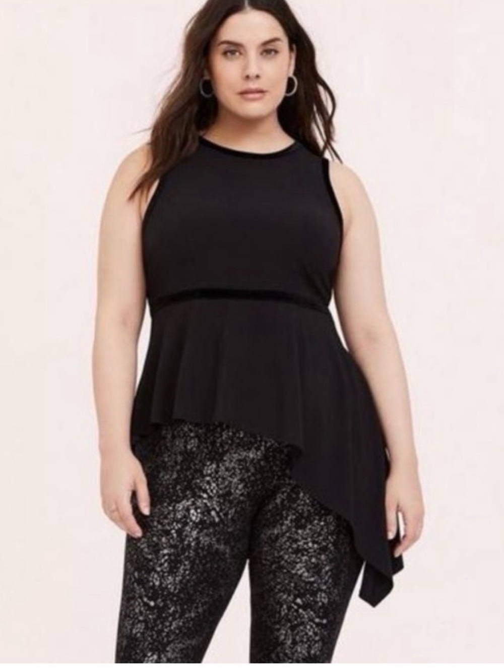 torrid NWT Black Asymmetric Peplum Blouse Size 1